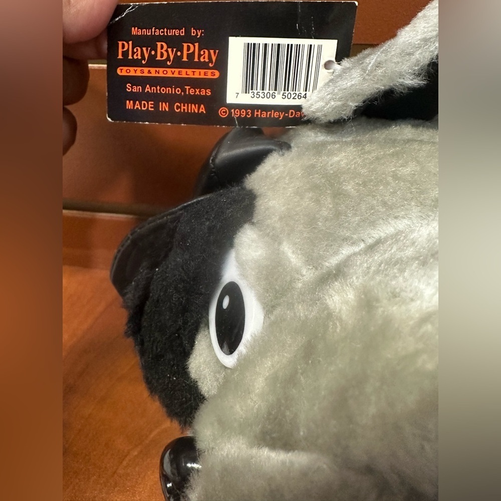 Harley-Davidson Gray Plush Dog with Black Accents - Picture 7 of 7
